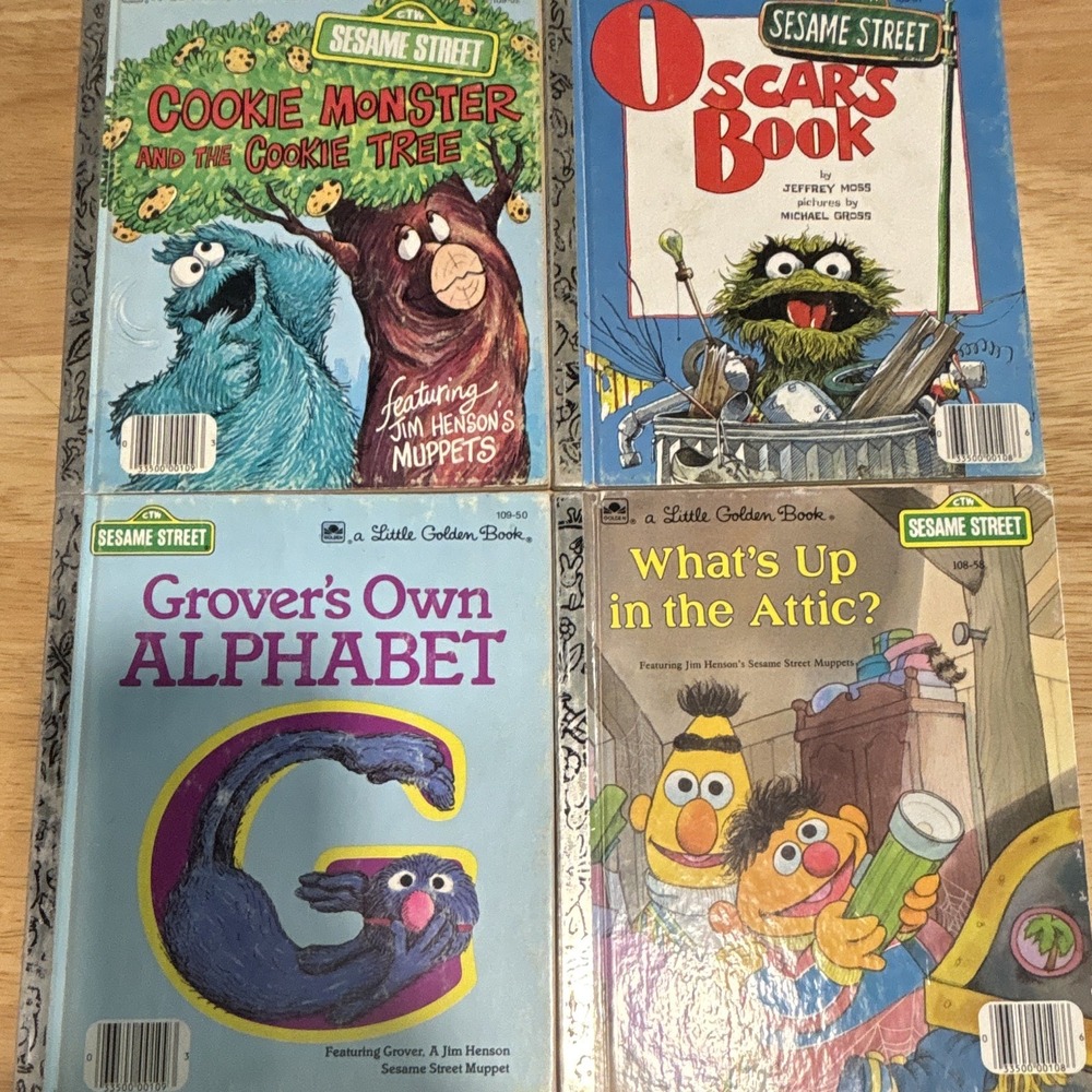 Vintage Little Golden Book, Sesame Street Characters, Lot Of 4
